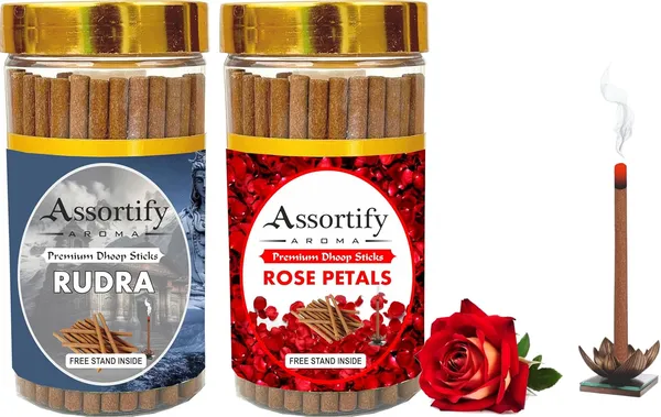 Combo_Of_Rudra_+_Rose_Petals_Dhoop_Sticks_Boxbambolesspack_Of_Two_2X100Gm_Jar_Packagingless_Smoke