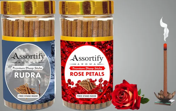 Combo_Of_Rudra_+_Rose_Petals_Dhoop_Sticks_Boxbambolesspack_Of_Two_2X100Gm_Jar_Packagingless_Smoke