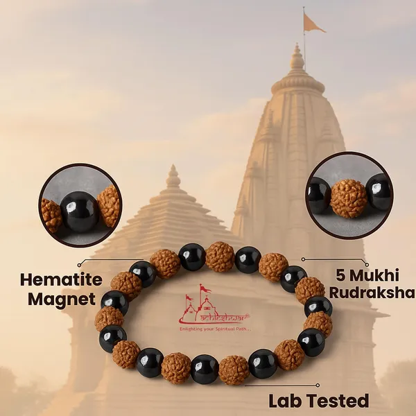 _5_Mukhi_Rudraksha_Hematite_Bracelet,_Lab_Tested_Spiritual_Healing_Beads,_Adjustable