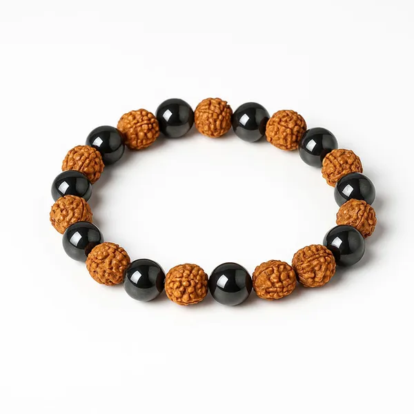 _5_Mukhi_Rudraksha_Hematite_Bracelet,_Lab_Tested_Spiritual_Healing_Beads,_Adjustable
