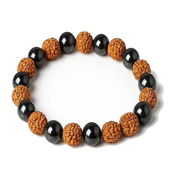 _5_Mukhi_Rudraksha_Hematite_Bracelet,_Lab_Tested_Spiritual_Healing_Beads,_Adjustable