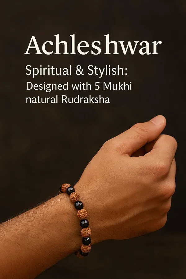_5_Mukhi_Rudraksha_Hematite_Bracelet,_Lab_Tested_Spiritual_Healing_Beads,_Adjustable