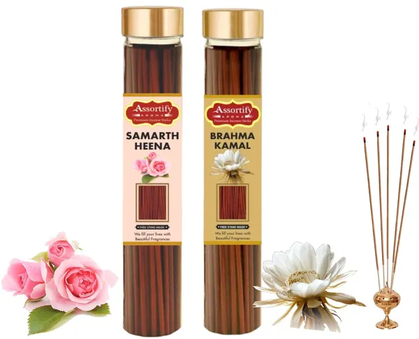 Samarth_Heena_+_Brama_Kamal_Incense_Stick_Jar_Pack_Of_Two_2X100Gm_Jar_Packagingless_Smoke