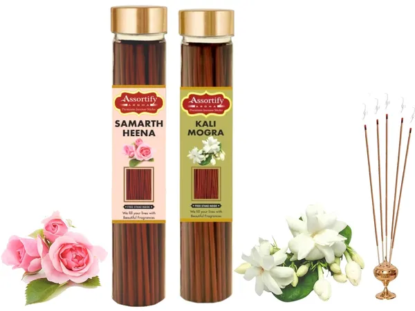 Samarth_Heena_+_Kali_Mogra_Incense_Stick_Jar_Pack_Of_Two_2X100Gm_Jar_Packagingless_Smoke