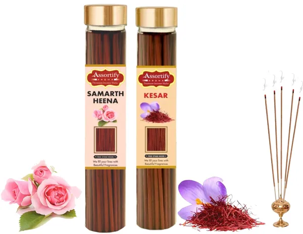 Samarth_Heena_+_Kesar_Incense_Stick_Jar_Pack_Of_Two_2X100Gm_Jar_Packagingless_Smoke