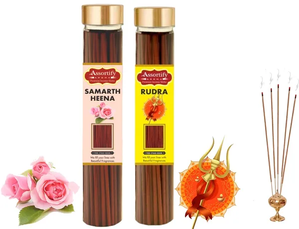 Samarth_Heena_+Rudra_Incense_Stick_Jar_Pack_Of_Two_2X100Gm_Jar_Packagingless_Smoke