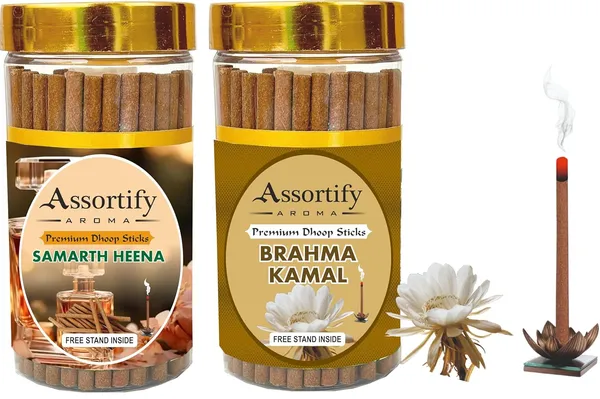 Samarth_Heena_+_Brama_Kamal_Dhoop_Sticks_Boxbambolesspack_Of_Two_2X100Gm_Jar_Packagingless_Smoke