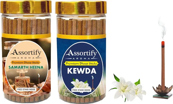 Samarth_Heena_+Kevda_Dhoop_Sticks_Boxbambolesspack_Of_Two_2X100Gm_Jar_Packagingless_Smoke