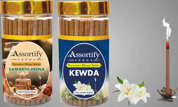 Samarth_Heena_+Kevda_Dhoop_Sticks_Boxbambolesspack_Of_Two_2X100Gm_Jar_Packagingless_Smoke