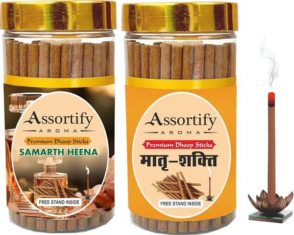 Samarth_Heena_+_Maatra_Shakti_Dhoop_Sticks_Boxbambolesspack_Of_Two_2X100Gm_Jar_Packagingless_Smoke