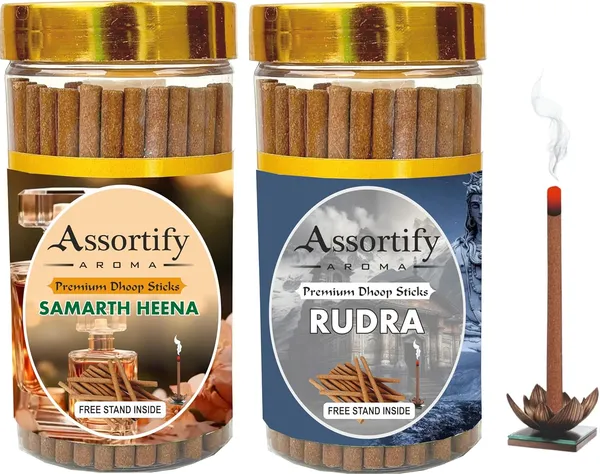 Samarth_Heena_+Rudra_Dhoop_Sticks_Boxbambolesspack_Of_Two_2X100Gm_Jar_Packagingless_Smoke