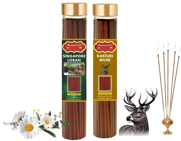 Singapore_Loban_+Kasturi_Musk_Incense_Stick_Jar_Pack_Of_Two_2X100Gm_Jar_Packagingless_Smoke