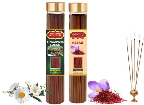 Singapore_Loban_+_Kesar_Incense_Stick_Jar_Pack_Of_Two_2X100Gm_Jar_Packagingless_Smoke