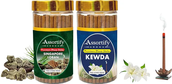 Singapore_Loban_+Kevda_Incense_Stick_Jarpack_Of_Two_2X100Gm_Jar_Packagingless_Smoke