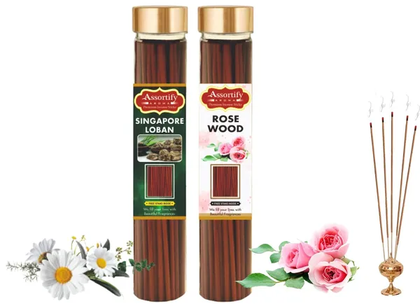 Singapore_Loban_+Rose_Wood_Incense_Stick_Jar_Pack_Of_Two_2X100Gm_Jar_Packagingless_Smoke