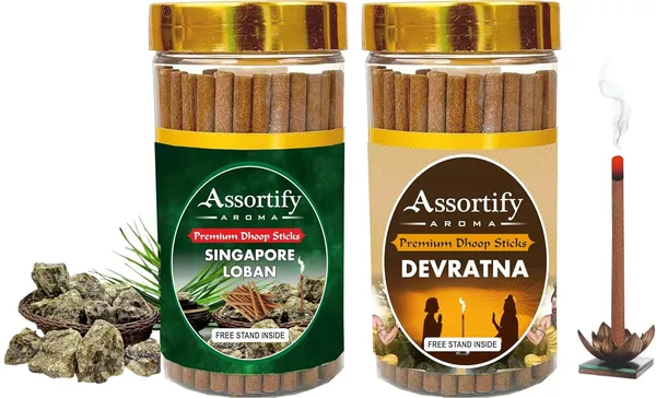 Combo_Of_Singapore_Loban+_Devratna_Dhoop_Sticks_Boxbambolesspack_Of_Two_2X100Gm_Jar_Packagingless_Smoke