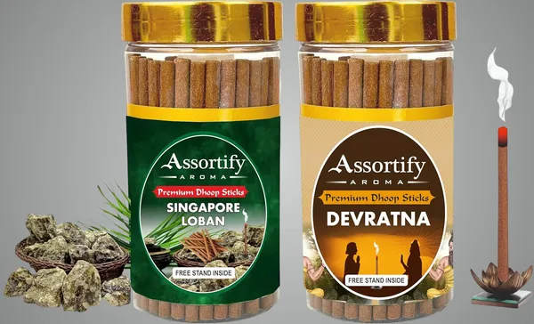 Combo_Of_Singapore_Loban+_Devratna_Dhoop_Sticks_Boxbambolesspack_Of_Two_2X100Gm_Jar_Packagingless_Smoke