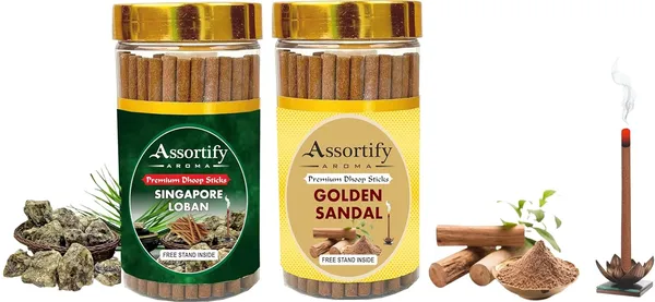 Singapore_Loban_+_Golden_Sandal_Dhoop_Sticks_Boxbambolesspack_Of_Two_2X100Gm_Jar_Packagingless_Smoke