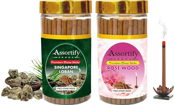 Singapore_Loban_+Rose_Wood_Hawan_Dhoop_Sticks_Boxbambolesspack_Of_Two_2X100Gm_Jar_Packagingless_Smoke