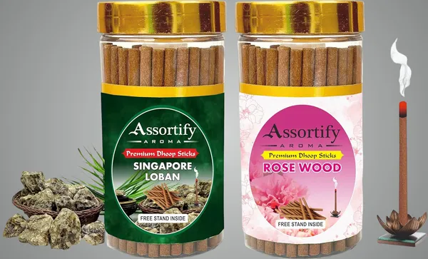 Singapore_Loban_+Rose_Wood_Hawan_Dhoop_Sticks_Boxbambolesspack_Of_Two_2X100Gm_Jar_Packagingless_Smoke