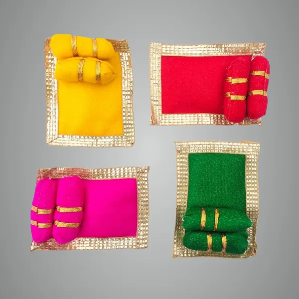 Laddu_Gopal_Velvet_Aasan/Gaddi_Takiya_Set_For_Krishna/Kanha_Ji/Bal_Gopal,_Pack_Of_4,_Small,_Decorative_Pillow_&_Gaddi