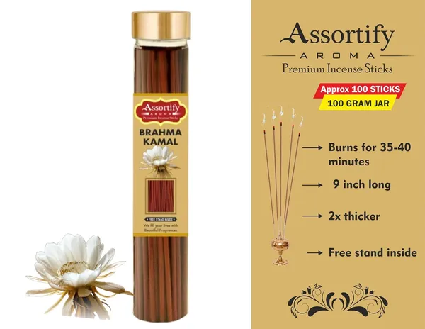 Brahma_Kamal_+_Kesar_Incense_Stick_Jarbambolesspack_Of_Two_2X100Gm_Jar_Packagingless_Smoke