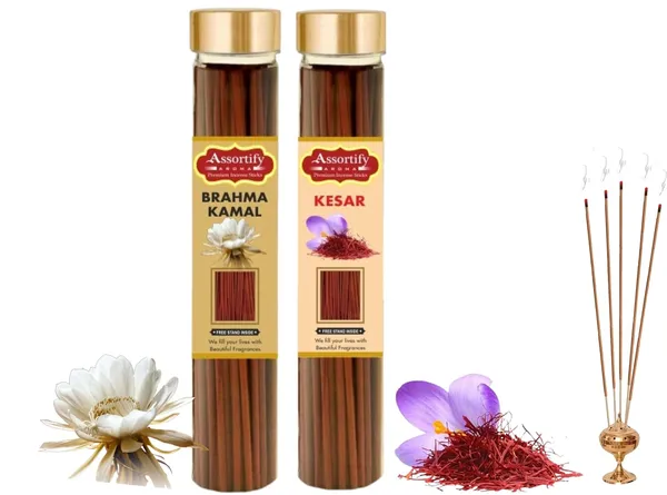 Brahma_Kamal_+_Kesar_Incense_Stick_Jarbambolesspack_Of_Two_2X100Gm_Jar_Packagingless_Smoke