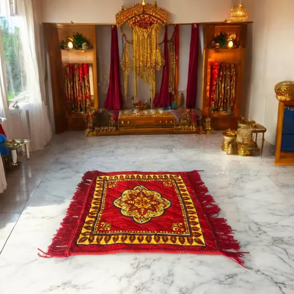Maroon_Set_Of_4_Traditional_Aasan_|_For_Puja_|_Prayer_|_Sitting_|_Meditation_-_Small_Carpet_Mat_Rug_For_Floor