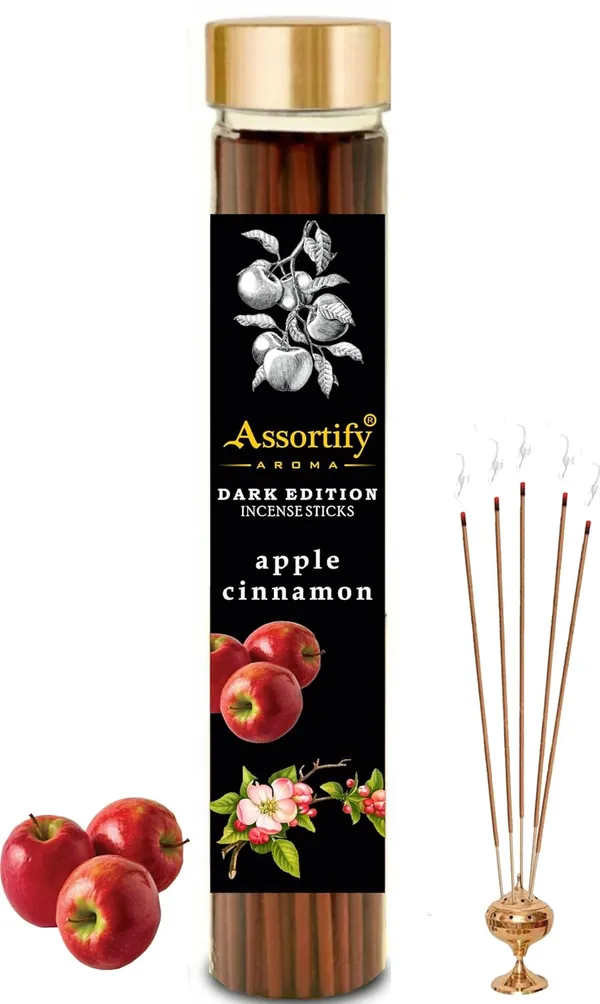 Apple_Cinaamon_Incense_Sticks_Boxnatural_Ingredients100Gm_Jar_Packaging_Less_Smoke