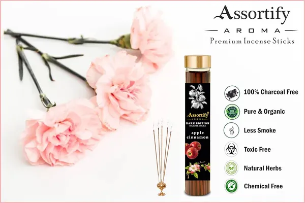 Apple_Cinaamon_Incense_Sticks_Boxnatural_Ingredients100Gm_Jar_Packaging_Less_Smoke