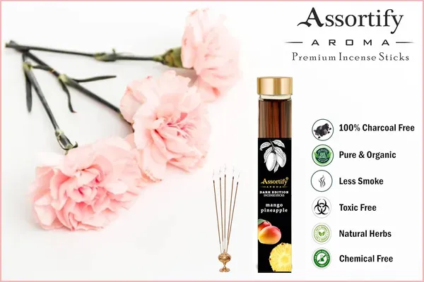 Mango_Pineapple_Incense_Sticks_Boxnatural_Ingredients100Gm_Jar_Packaging_Less_Smoke