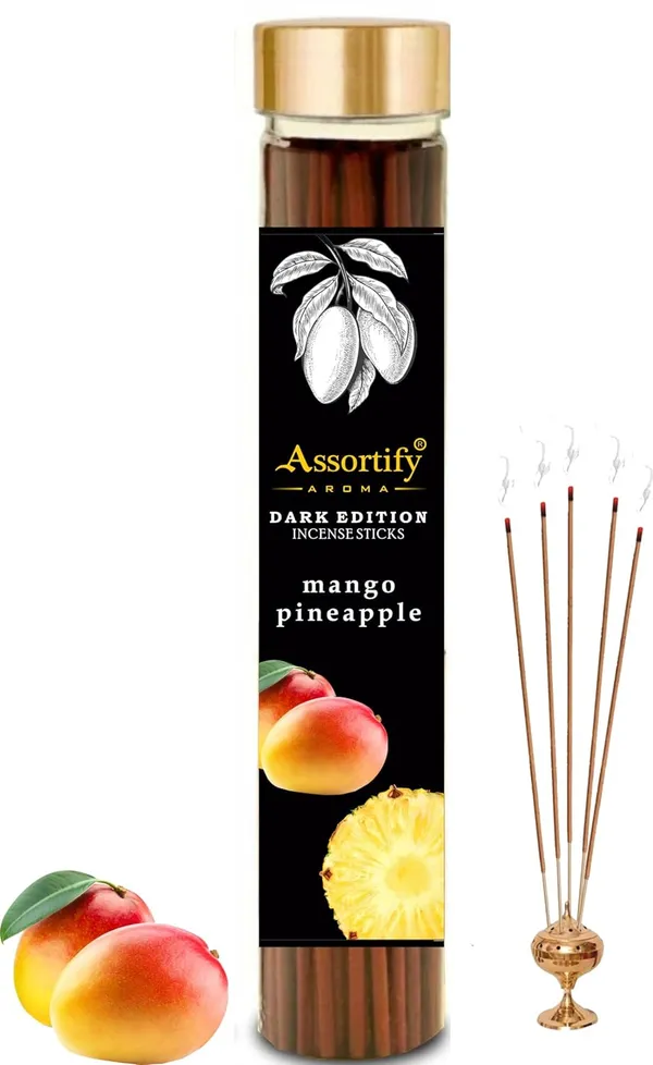 Assortify_Mango_Pineapple_Incense_Sticks_Box|Natural_Ingredients||400Gm_Jar_Packaging_|_Less_Smoke|