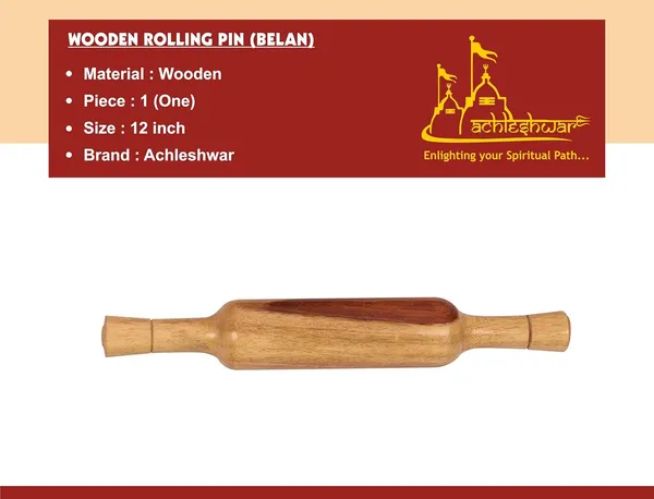 Wooden_Roti_Roller/Chakla/Chakla_For_Kitchen/Rolling_Board,_9_Inch(22_Cms,_Round)_With_Handicrafted_Wooden_Rolling_Pin_Roller_Thick,Wood,Roti_Belan