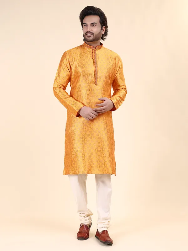 Mens_Art_Silk_Woven_Design_with_Lace_and_Printex_Kurta