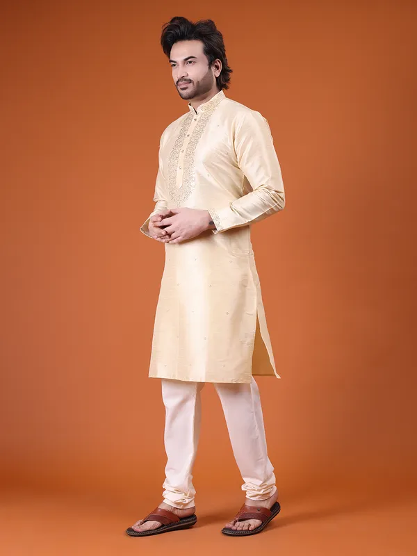 Mens_Art_Silk_Computer_Embroidary_with_Sequince_Work_Kurta