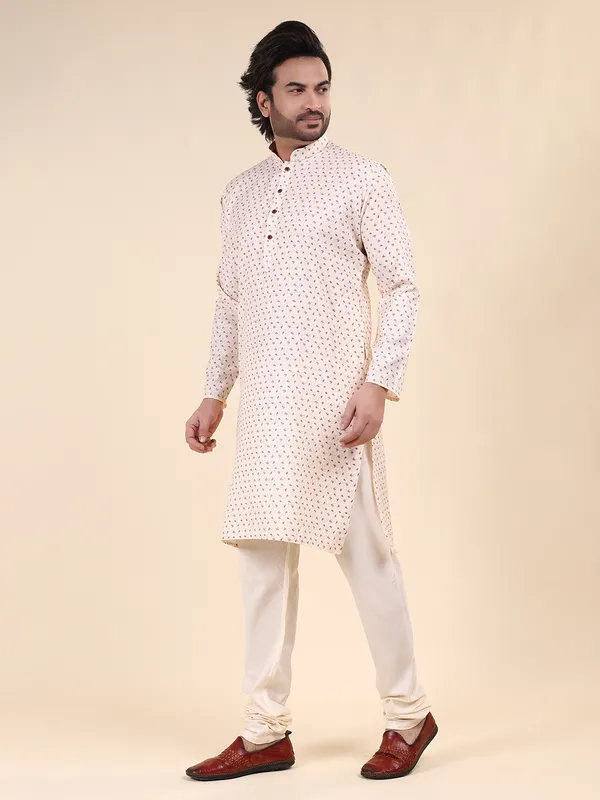 Beige_Colour_Cotton_Printed_Kurta_Pajama_Set