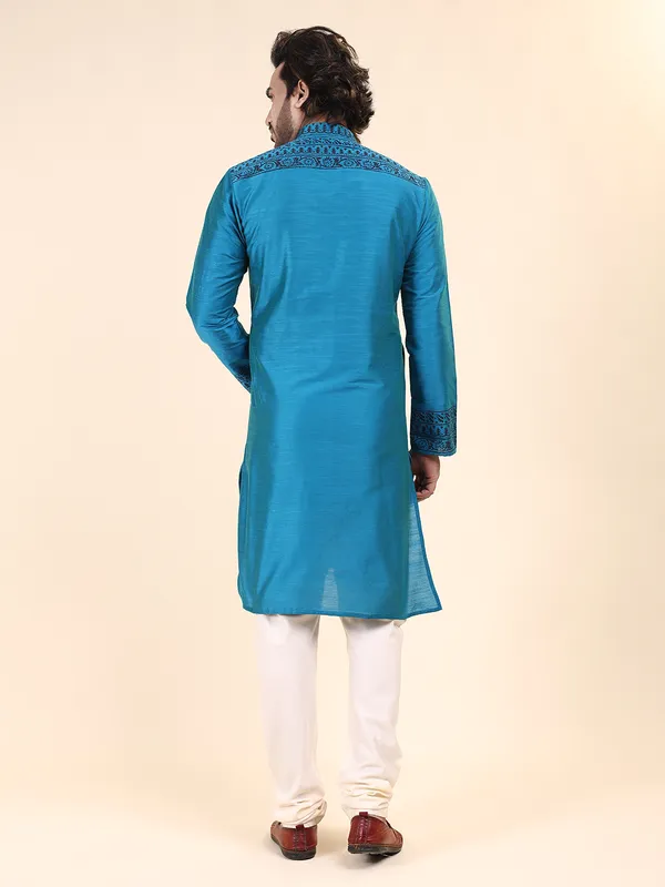 Mens_Silk_Blend_Hand_Block_Print_Kurta