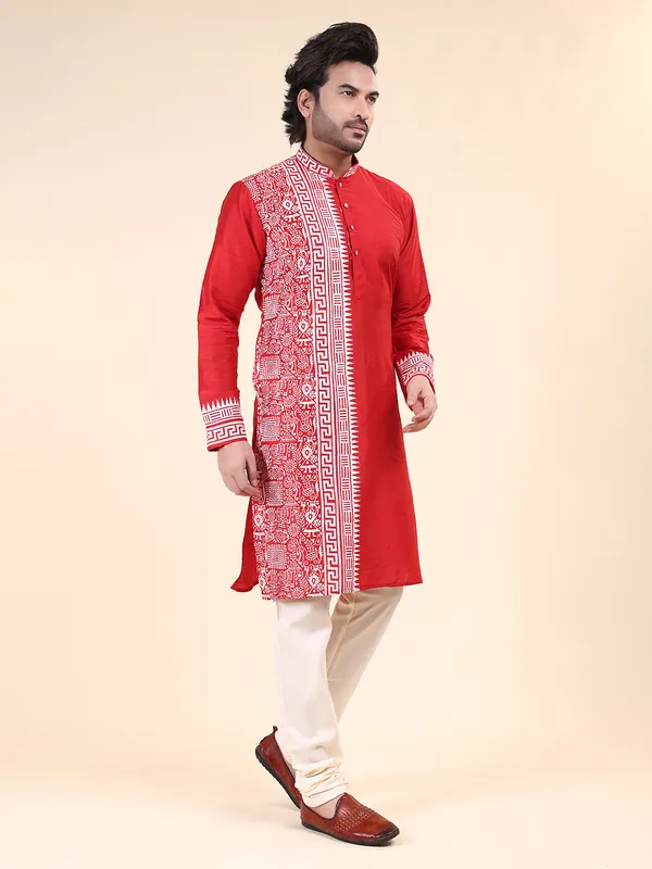 Mens_Silk_Blend_Hand_Block_Print_Kurta