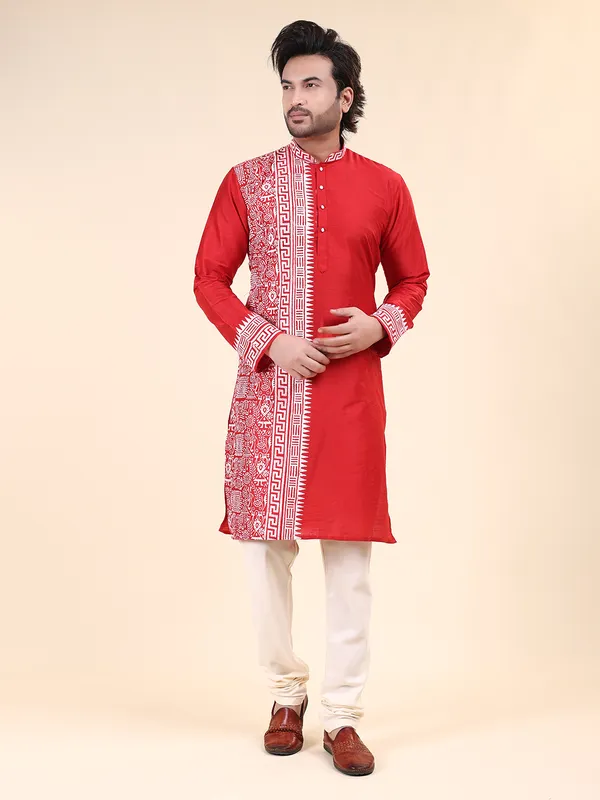 Mens_Silk_Blend_Hand_Block_Print_Kurta