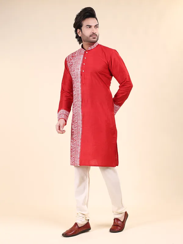 Mens_Silk_Blend_Hand_Block_Print_Kurta