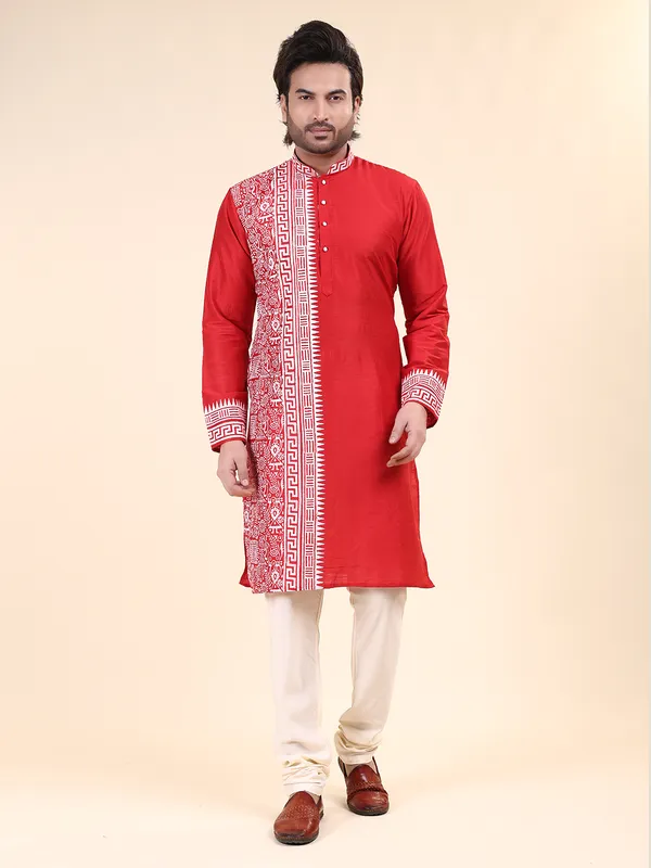 Mens_Silk_Blend_Hand_Block_Print_Kurta