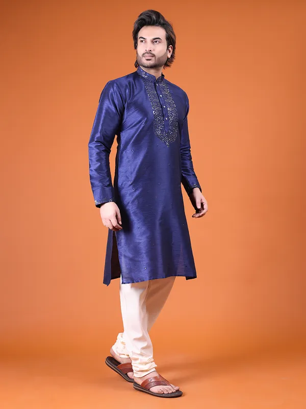Mens_Art_Silk_Computer_Embroidary_with_Sequince_Work_Kurta