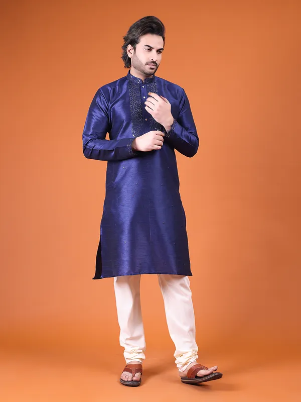 Mens_Art_Silk_Computer_Embroidary_with_Sequince_Work_Kurta