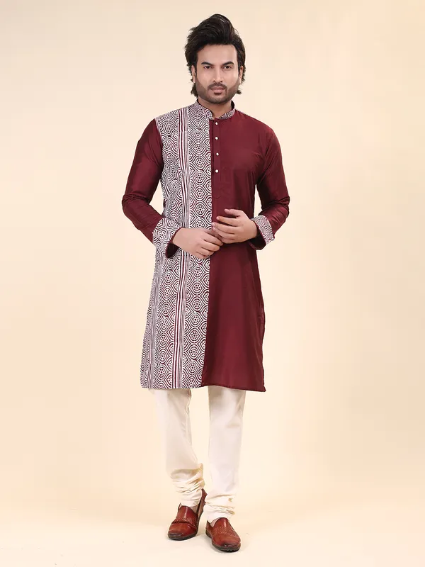 Mens_Silk_Blend_Hand_Block_Print_Kurta