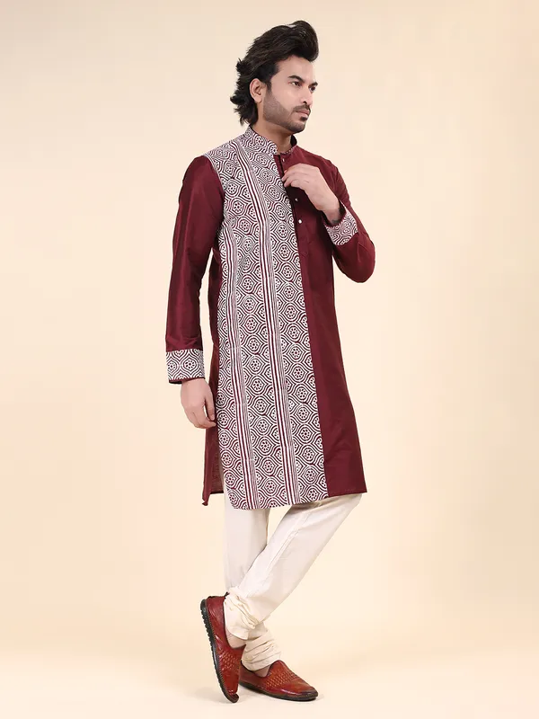 Mens_Silk_Blend_Hand_Block_Print_Kurta
