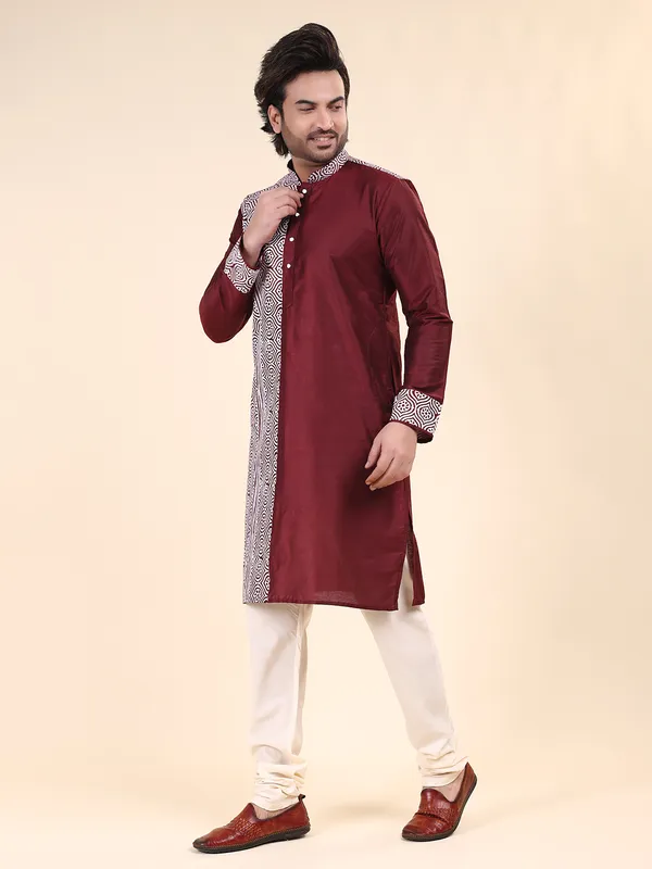 Mens_Silk_Blend_Hand_Block_Print_Kurta