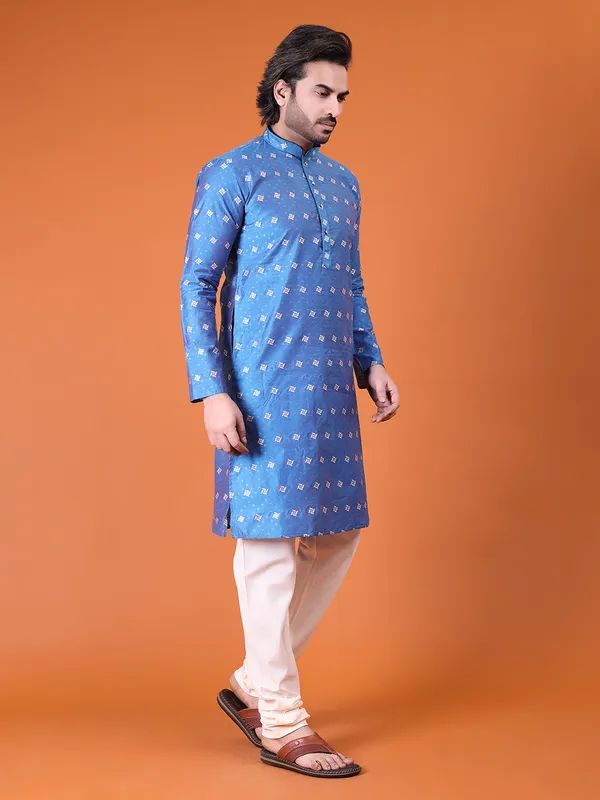 Mens_Cotton_Silk_Woven_Design_with_Fancy_Button_Kurta