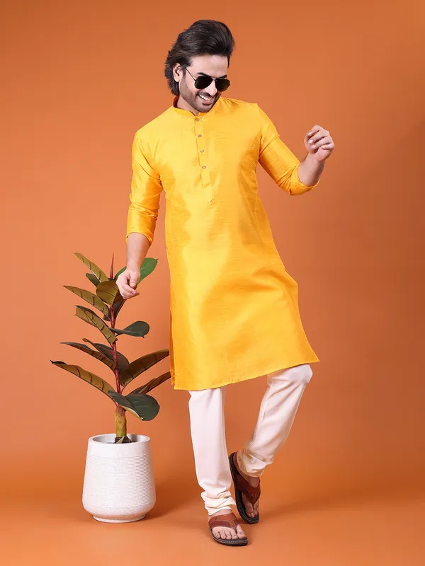 Mens_Silk_Blend_Plain_Kurta