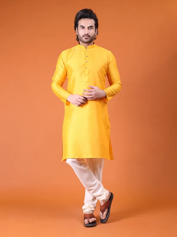 Mens_Silk_Blend_Plain_Kurta
