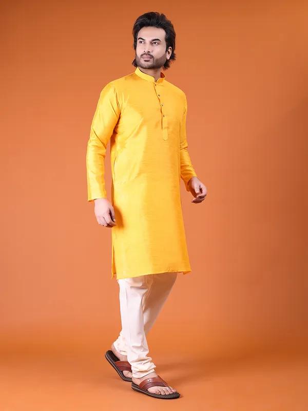 Mens_Silk_Blend_Plain_Kurta